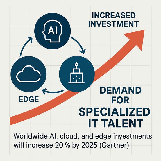 A datadriven infographic or conceptual diagram showing the interconnected growth of AI cloud and edge computing technologies leading to increased dema-1