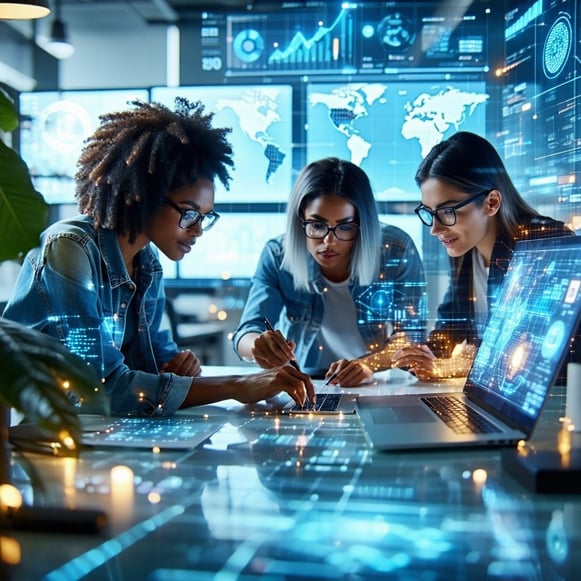 The image within the article should complement the content about attracting specialized IT talent aligned with ESG goals A good choice would be a team of diverse IT professionals collaborating in a futuristic office setting with visible elements of d-1